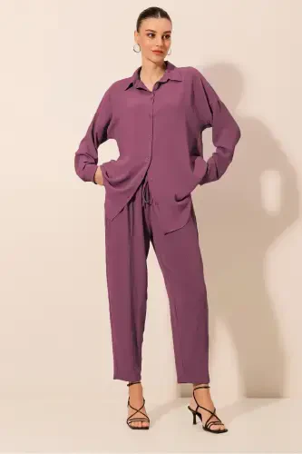 6593 Oversize İkili Takım - Mürdüm-MÜRDÜM - MODAZONE (1)