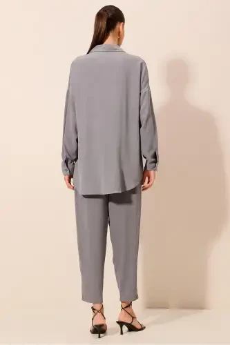 6593 Oversize Ikki kishilik kostyum - Kulrang-KULRANG - 6