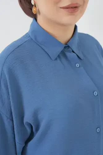 6593 Oversize Ikki Kisim Kostyum - Indigo-INDIGO - 6