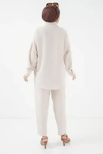 6593 Oversize Two Piece Set - Cream-CREAM - 6