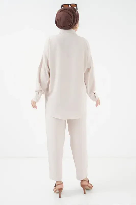 6593 Oversize Two Piece Set - Cream-CREAM - 6