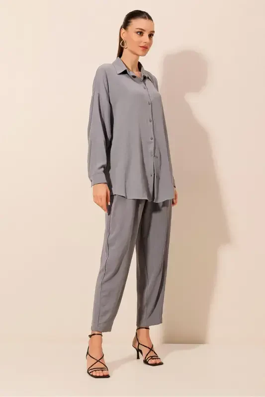 6593 Oversize Two Piece Set - Gray-GRAY - 2