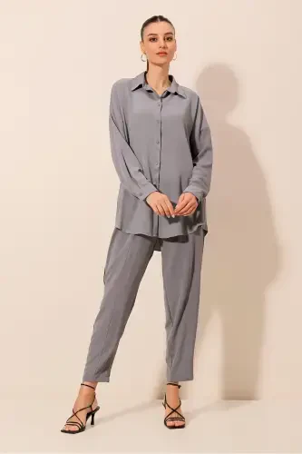 6593 Oversize Two Piece Set - Gray-GRAY - 5