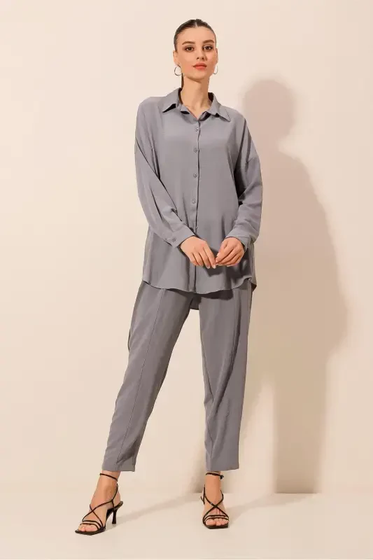 6593 Oversize Two Piece Set - Gray-GRAY - 5