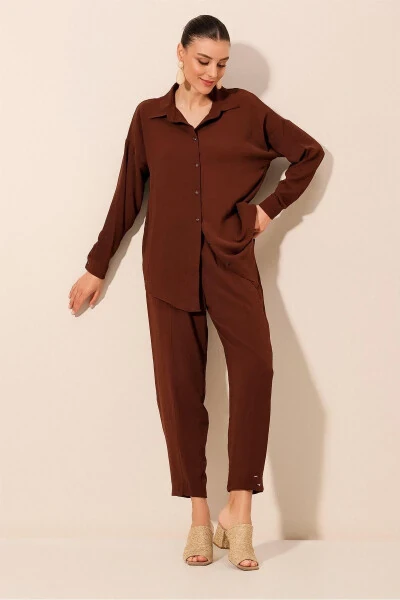 6593 Oversize Two-Piece Suit - Brown - 1