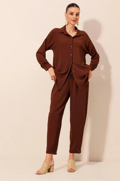 6593 Oversize Two-Piece Suit - Brown - 2