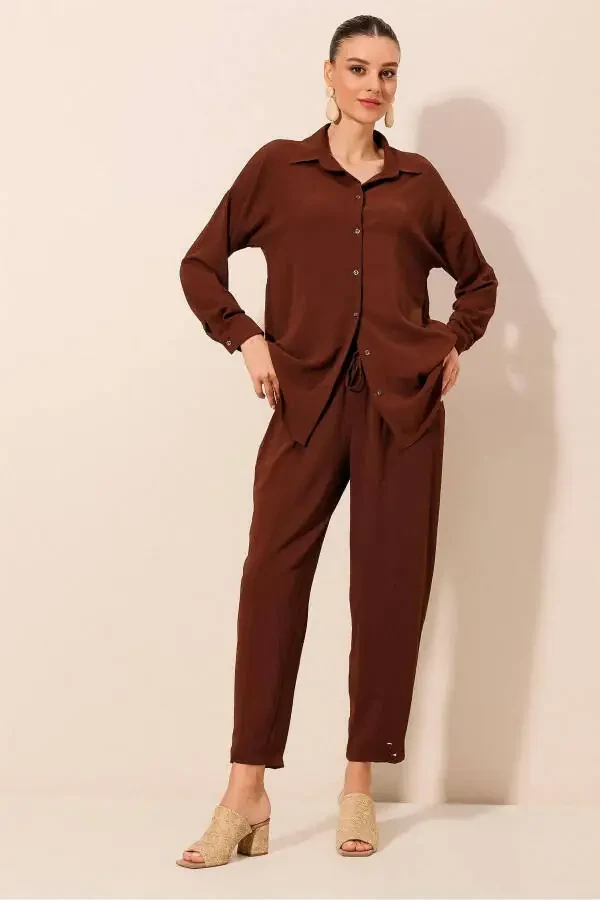 6593 Oversize Two-Piece Suit - Brown - 2