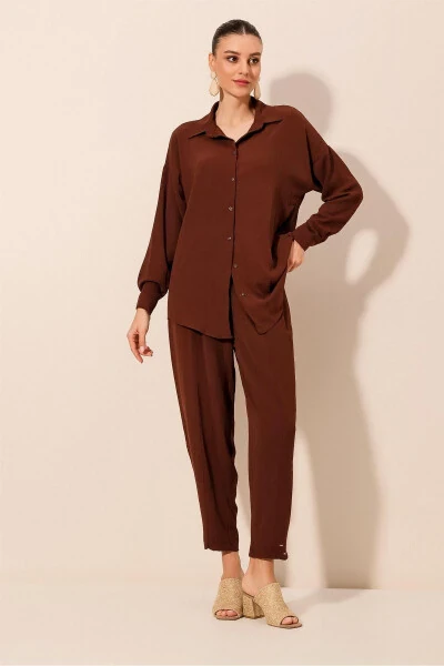 6593 Oversize Two-Piece Suit - Brown - 3