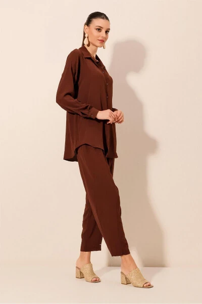 6593 Oversize Two-Piece Suit - Brown - 4