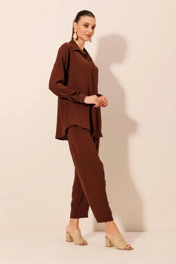 6593 Oversize Two-Piece Suit - Brown - 4