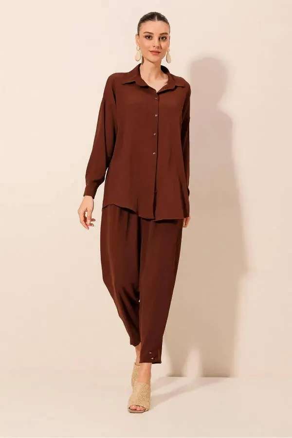 6593 Oversize Two-Piece Suit - Brown - 5