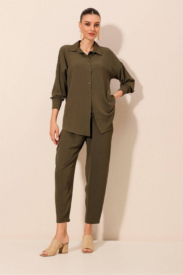 6593 Oversize Two-Piece Suit - Khaki - 1