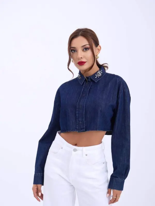 6603 KOT BLUZ-MAVİ - BÜYÜKBEDENIZ