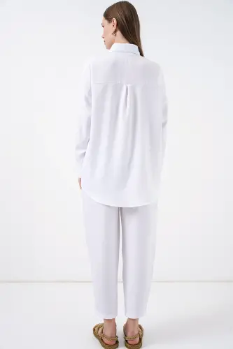 6622 Keten İkili Takım - Beyaz-BEYAZ - 7