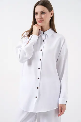 6622 Keten İkili Takım - Beyaz-BEYAZ - BIGDART (1)