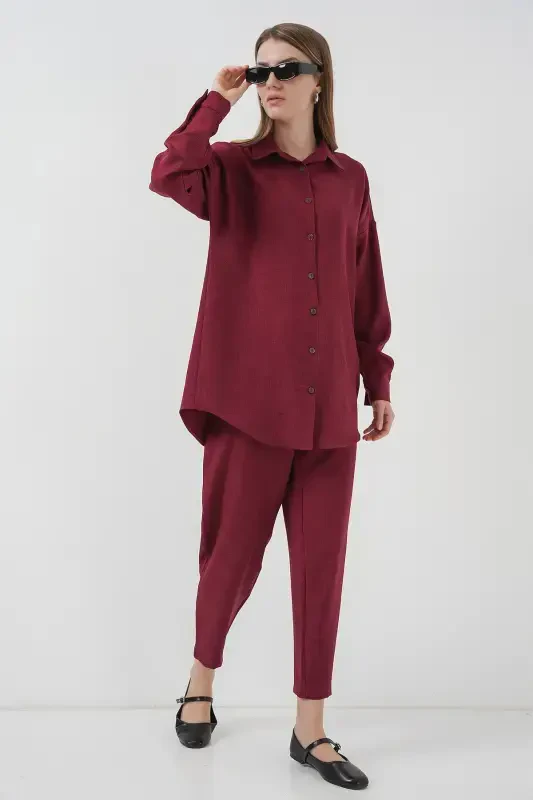 6622 Keten İkili Takım - Bordo-BORDO - 1