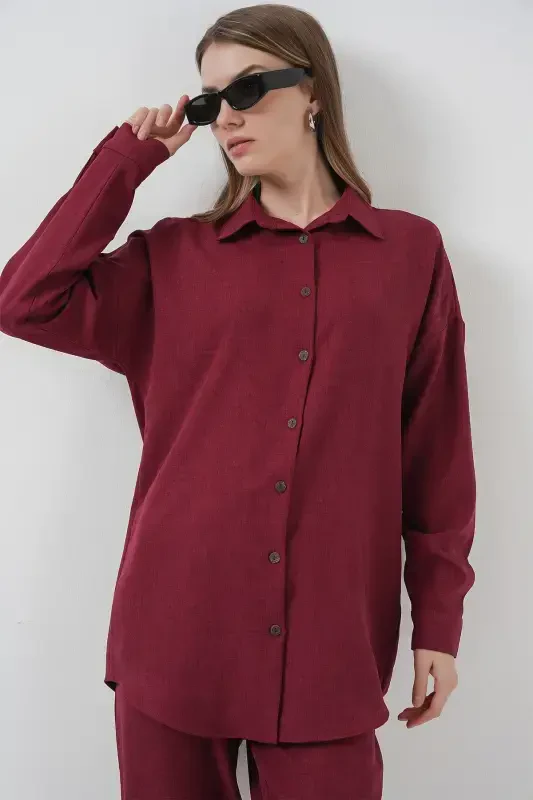 6622 Keten İkili Takım - Bordo-BORDO - 4