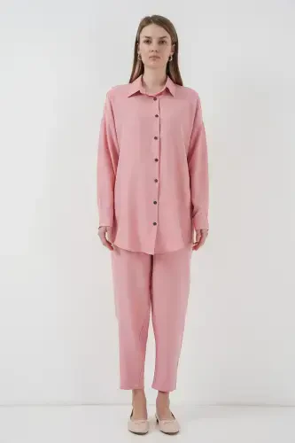 6622 Keten İkili Takım - Pudra-PUDRA - 5