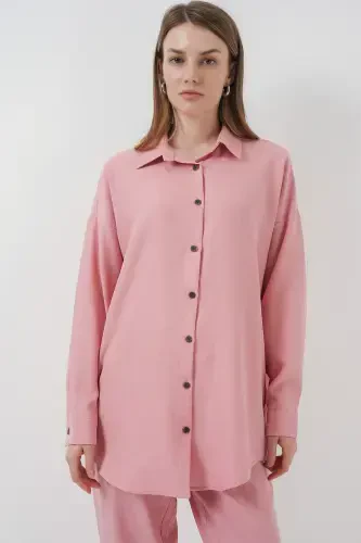 6622 Keten İkili Takım - Pudra-PUDRA - 6