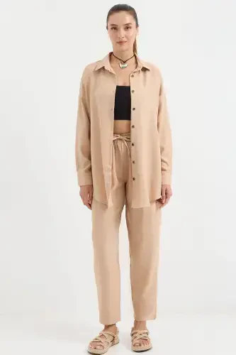 6622 Linen Two Piece Set - Biscuit-Biscuit - 3