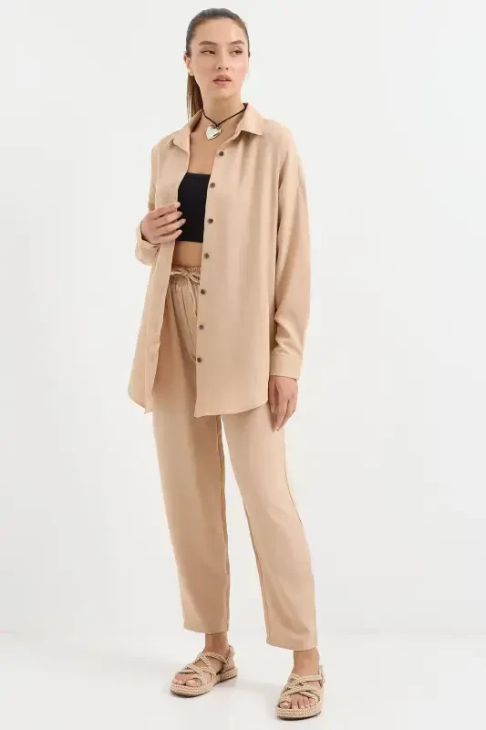 6622 Linen Two Piece Set - Biscuit-Biscuit - 4