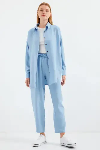 6622 Linen Two Piece Set - Blue-BLUE - 5