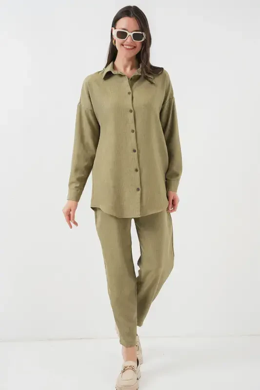 6622 Linen Two Piece Set - Cagla-Cagla - 1