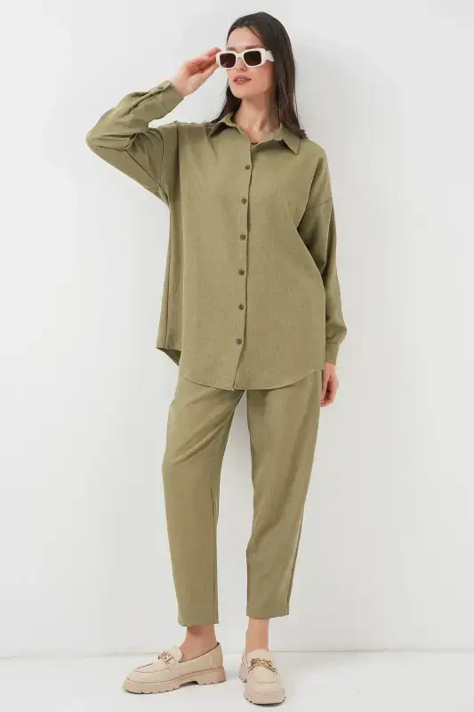 6622 Linen Two Piece Set - Cagla-Cagla - 3