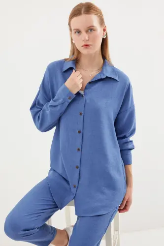 6622 Linen Two Piece Set - D. Indigo-D. Indigo - 3