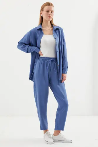 6622 Linen Two Piece Set - D. Indigo-D. Indigo - 4