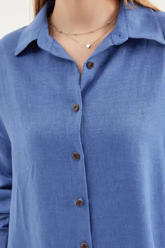 6622 Linen Two Piece Set - D. Indigo-D. Indigo - 5