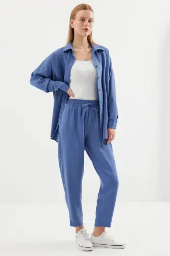 6622 Linen Two Piece Set - D. Indigo-D. Indigo - 4