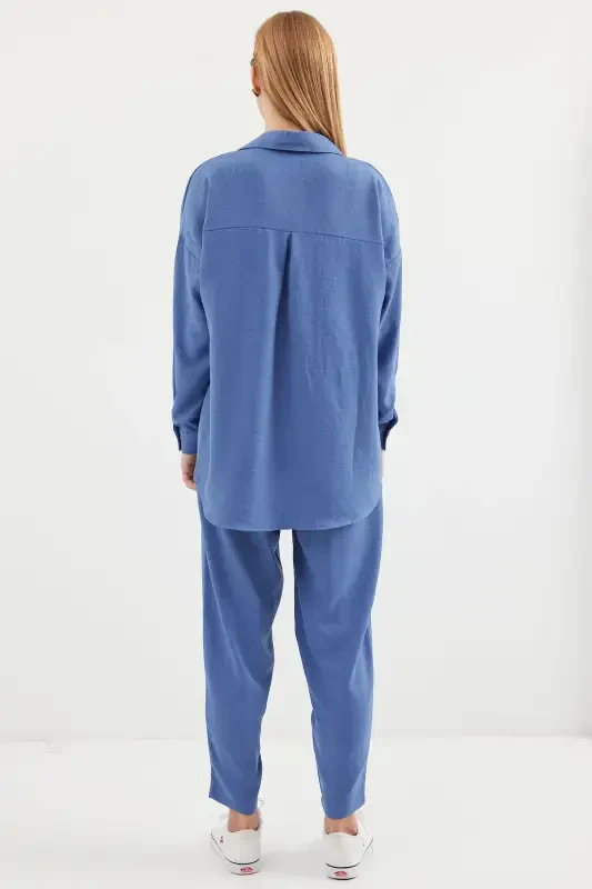 6622 Linen Two Piece Set - D. Indigo-D. Indigo - 6