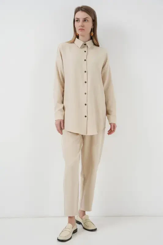 6622 Linen Two Piece Set - M. Cream-M. Cream - 4