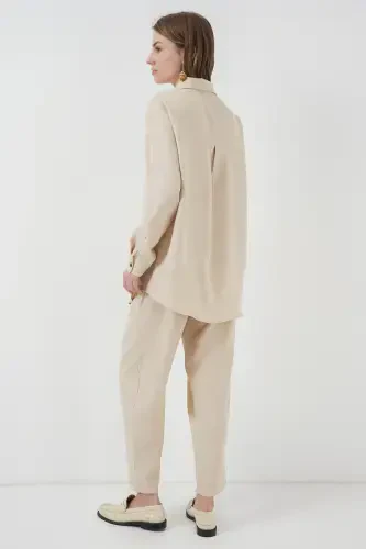 6622 Linen Two Piece Set - M. Cream-M. Cream - 6