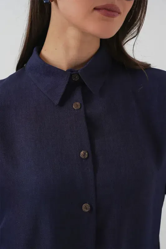 6622 Linen Two Piece Set - Navy Blue-NAVY BLUE - 5