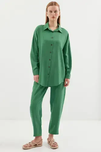 6622 Linen Two Piece Set - Y.Emerald-Y.Emerald - 3