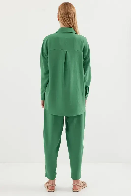 6622 Linen Two Piece Set - Y.Emerald-Y.Emerald - 5