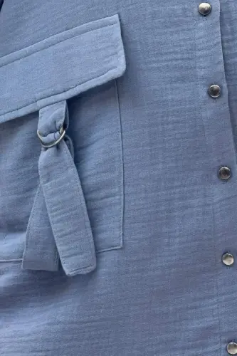 67015 Büyük Beden Cepleri D Toka Detaylı Müslin Pantolonlu Takım - Antrasit - BÜYÜKBEDENIZ (1)