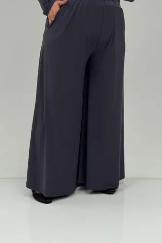 67030 Büyük Beden Yanı Yırtmaçlı Sandy Pantolonlu Takım - Antrasit - 3