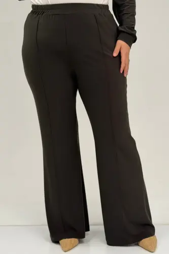 67031 Büyük Beden Yanları Cep Detaylı Pantolonlu Sandy Takım - Haki - BÜYÜKBEDENIZ (1)