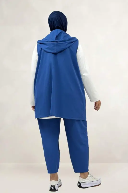 67057 Büyük Beden Yelek-Pantolon Nora Takım - İndigo - 3