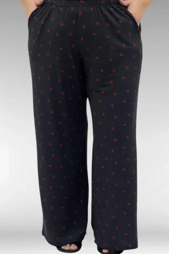 67801 Büyük Beden Kısakol Desenli Pijama Takımı - Kiraz Desenli - 3