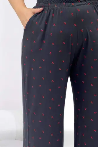 67808 Büyük Beden Kombinli Modal -Milan Pijama Takımı - Kiraz Desenli - BÜYÜKBEDENIZ (1)