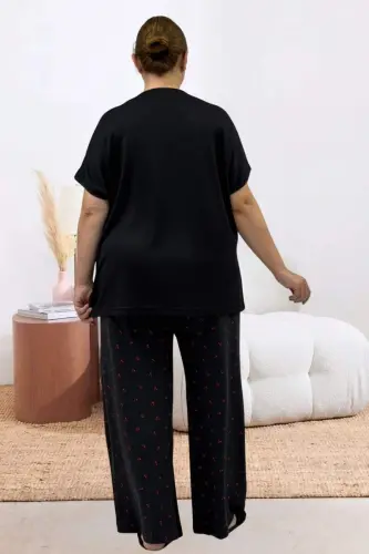 67808 Büyük Beden Kombinli Modal -Milan Pijama Takımı - Kiraz Desenli - 3