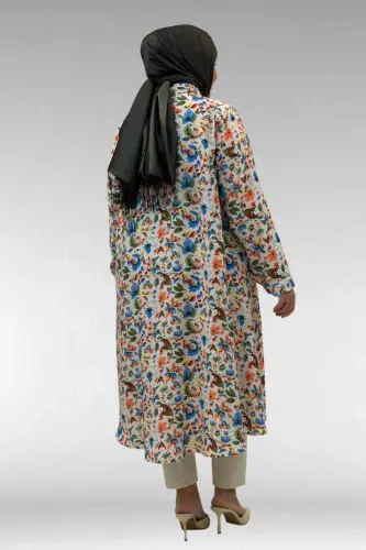 68015 Büyük Beden Mevlana Kesim Mango Gömlek - Desenli Taş - 3