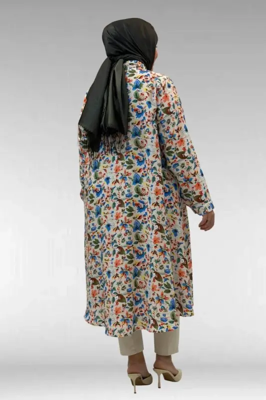 68015 Büyük Beden Mevlana Kesim Mango Gömlek - Desenli Taş - 3