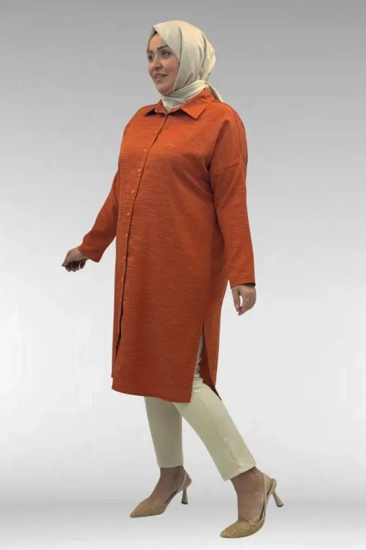 68018 Plus Size Drop Shoulder Shirt - Tile - 2