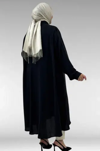 68034 Büyük Beden Broş Detaylı Mevlana Gömlek - Siyah - 3