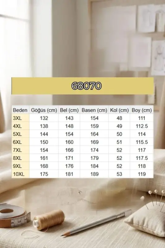68070 Büyük Beden Hakim Yaka Boydan Düğmeli Müslin Tunik - Tarçın - 2